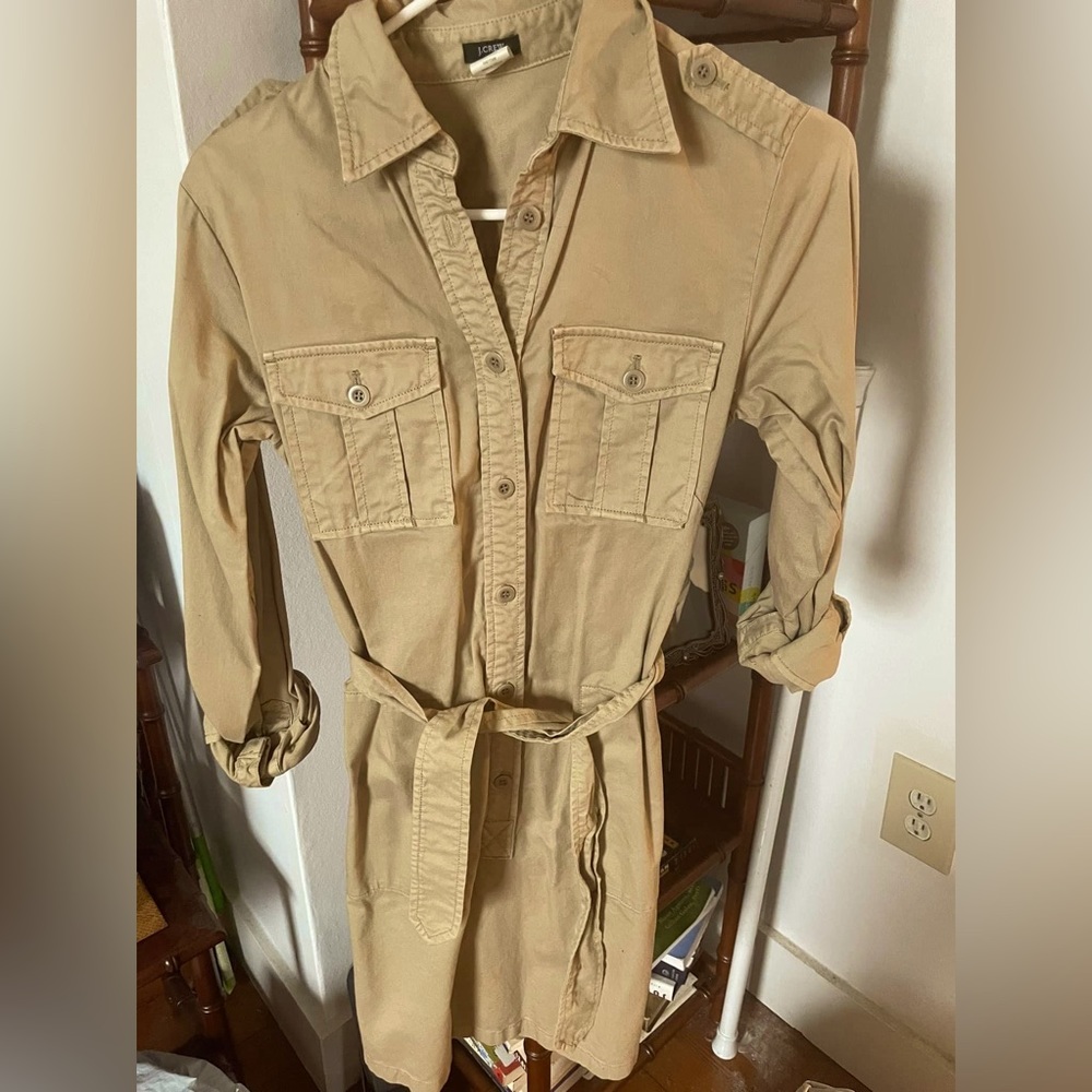 J crew adorable khaki casual dress w/belt - like new - size 2
